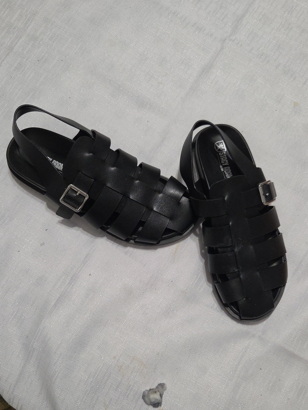 Stacy Adams Black Woven Leather Fisherman Sandals